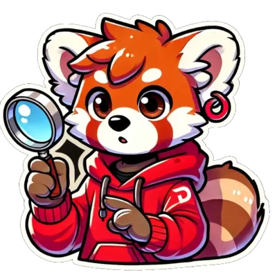 Panda searching with a magnifying glass